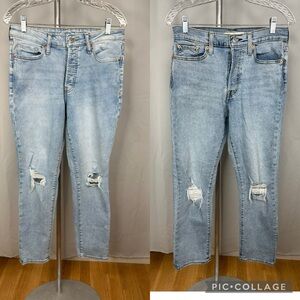 Lot of 2 Levi's Hi Rise Wedgie Straight Cropped Jeans Old Navy Straight Sz 29 8